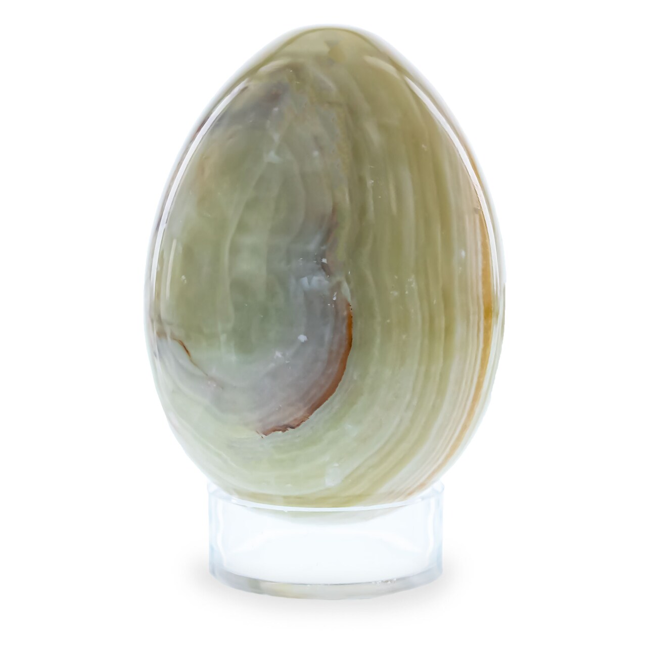 Two Tones Polished Marble Stone Egg with Plastic Stand 3 Inches